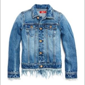 AQUA Girls' Daze Denim Fringe Jacket